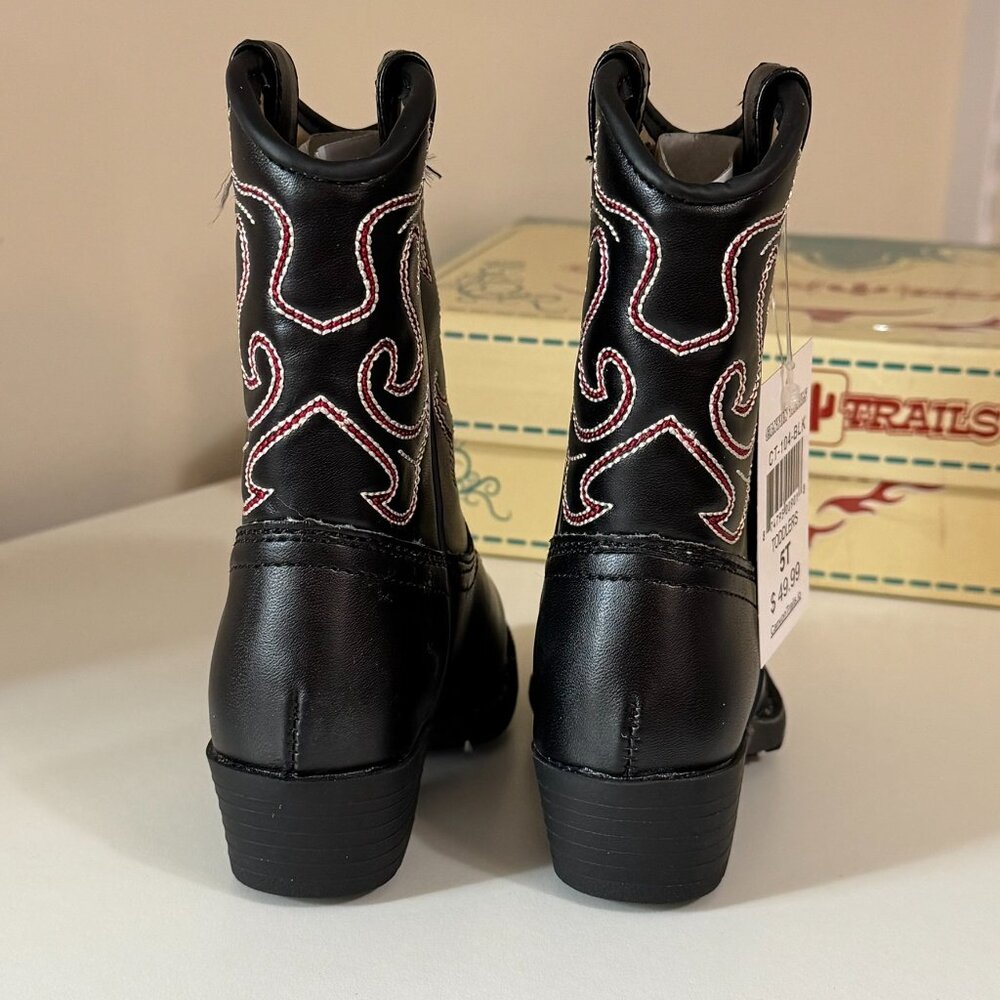 Canyon Trails Lil Cowboy Boots Pointed Toe Classic Black Toddler Size 5T - Picture 4 of 7